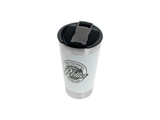 20oz Double Walled Stainless Steel Beer Cup or Coffee Cup - White - Rollies Speed Shop