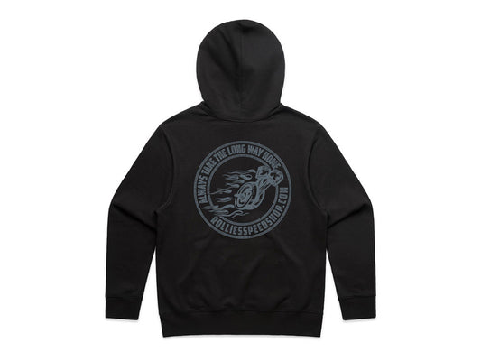 X-Large Rollies Speed Shop Long Way Home Black Hoodie - Rollies Speed Shop
