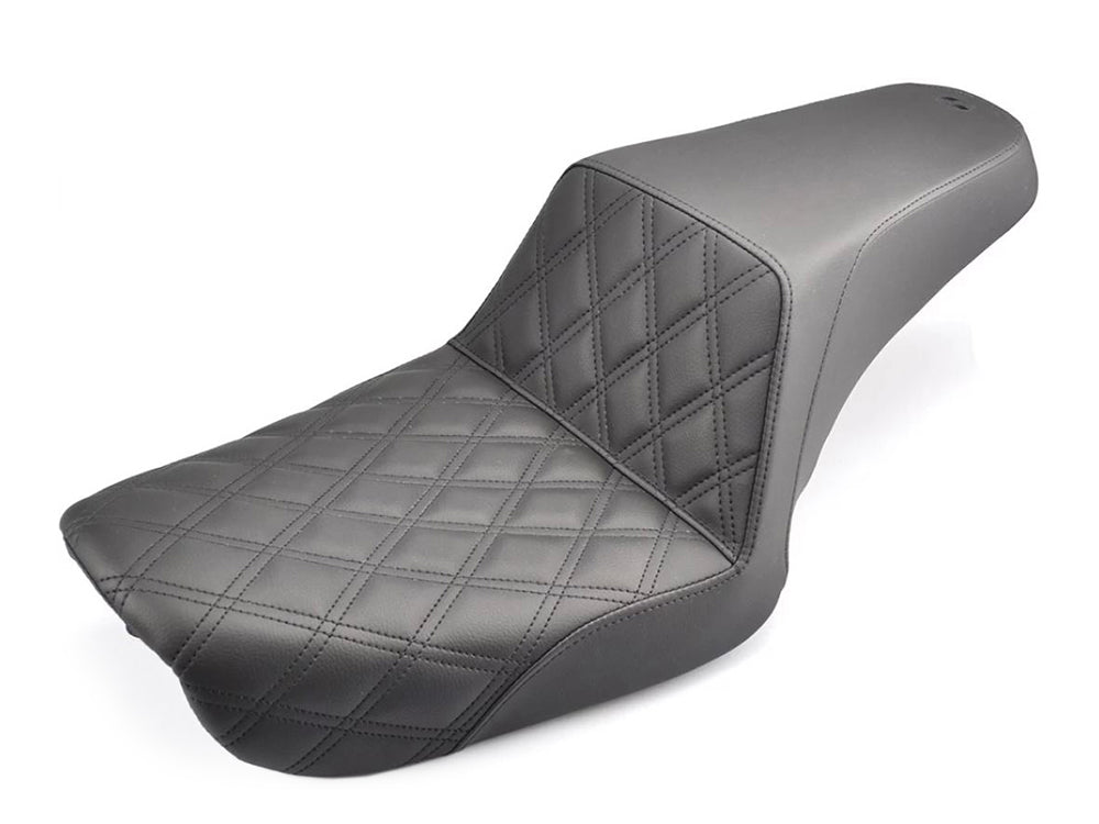 Step-Up LS Dual Seat with Black Double Diamond Lattice Stitch. Fits Dyna 2004-2005. - Saddlemen Seats