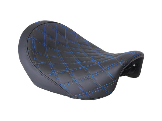 Renegade LS Solo Seat with Blue Double Diamond Stitch. Fits Dyna 2006-2017. - Saddlemen Seats