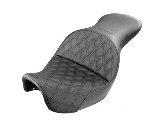 Explorer LS Dual Seat with Black Double Diamond Lattice Stitch. Fits Dyna 2006-2017 - Saddlemen Seats