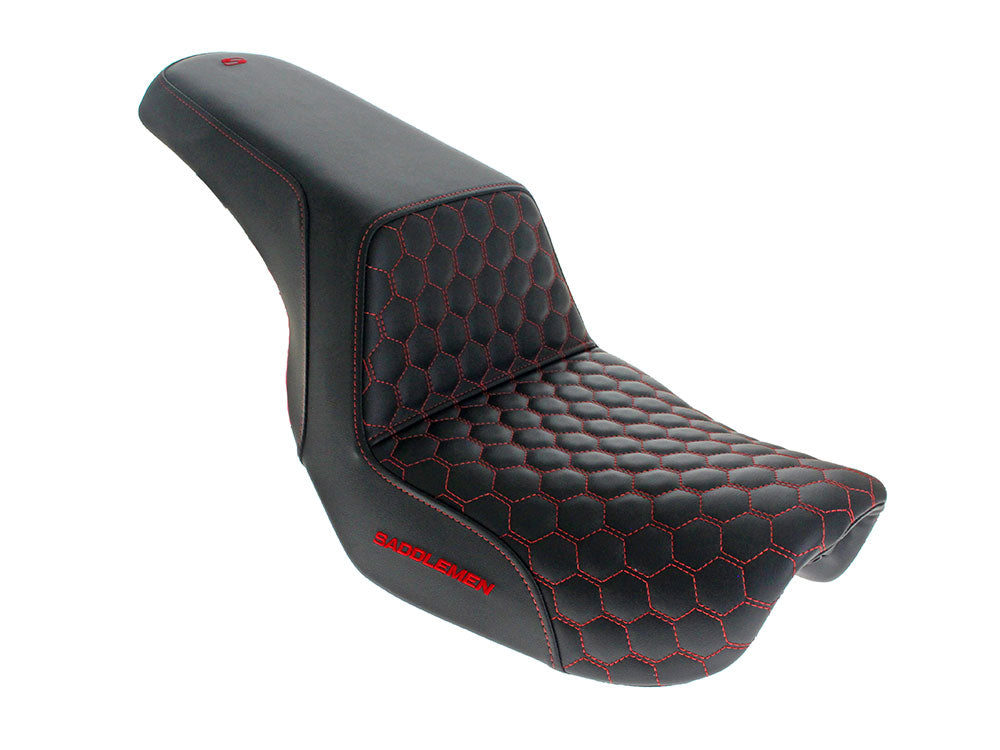 Step-Up HC Dual Seat with Red Honeycomb Stitch. Fits Dyna 2006-2017 - Saddlemen Seats