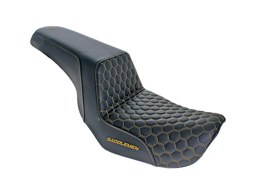 Step-Up HC Dual Seat with Gold Honeycomb Stitch. Fits Dyna 2006-2017 - Saddlemen Seats