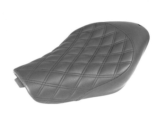 Renegade LS Solo Seat with Black Double Diamond Lattice Stitch. Fits Sportster 2004-2021 with 4.5 Gallon Fuel Tank. - Saddlemen Seats