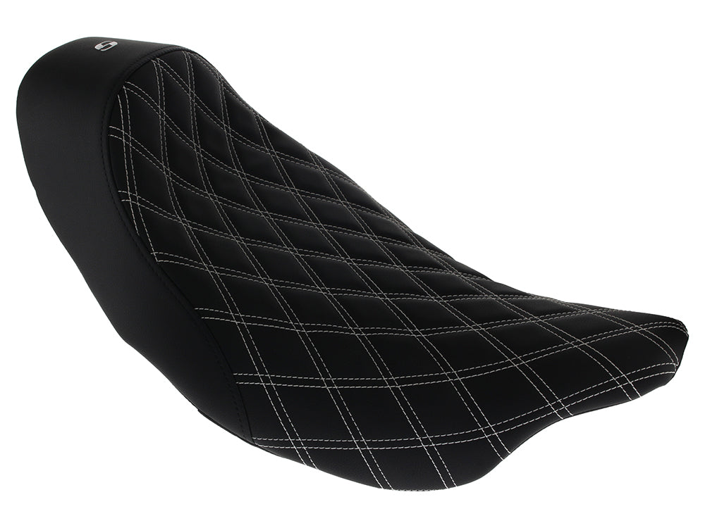 Renegade LS Solo Seat with White Double Diamond Lattice Stitch. Fits Most Touring 2008-2024 - Saddlemen Seats