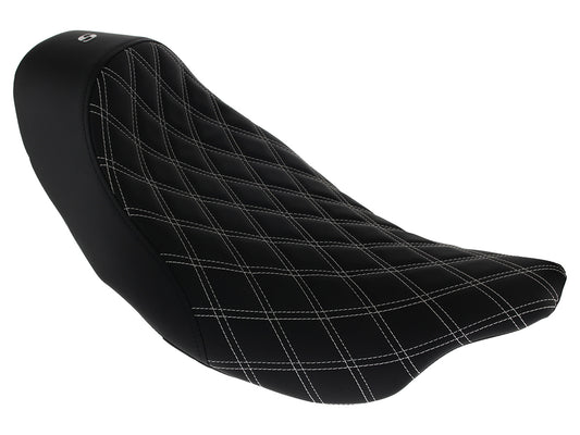 Renegade LS Solo Seat with White Double Diamond Lattice Stitch. Fits Most Touring 2008-2024 - Saddlemen Seats