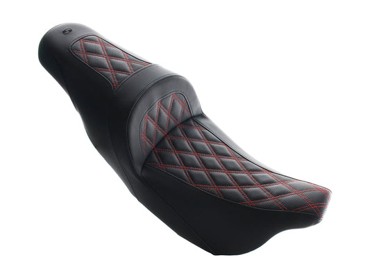 Slim LS Dual Seat with Red Double Diamond Lattice Stitch. Fits Most Touring 2008-2024 - Saddlemen Seats