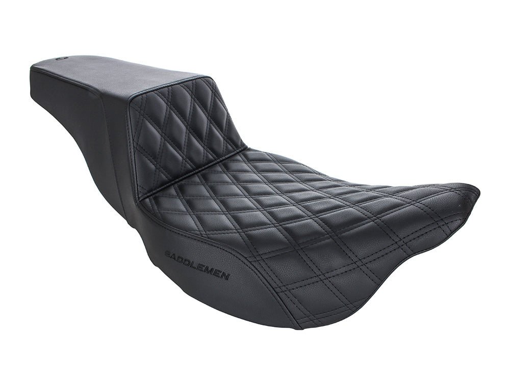 Step-Up LS Dual Seat with Black Double Diamond Lattice Stitch. Fits Most Touring 2008-2024 - Saddlemen Seats