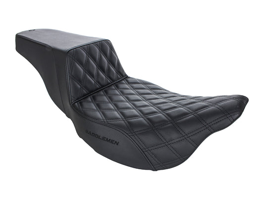 Step-Up LS Dual Seat with Black Double Diamond Lattice Stitch. Fits Most Touring 2008-2024 - Saddlemen Seats