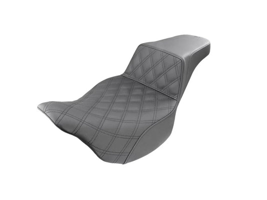 Extended Reach Step-Up LS Dual Seat with Black Double Diamond Lattice Stitch. Fits Most Touring 2008-2024 - Saddlemen Seats