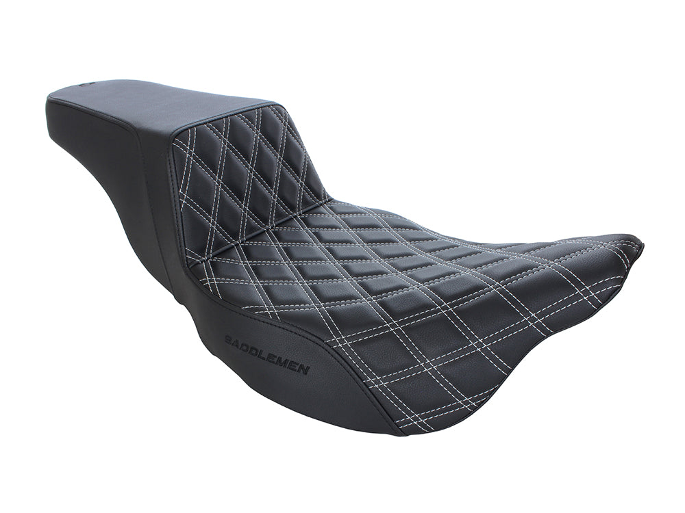 Step-Up LS Dual Seat with Dark Grey Double Diamond Lattice Stitch. Fits Most Touring 2008-2024 - Saddlemen Seats