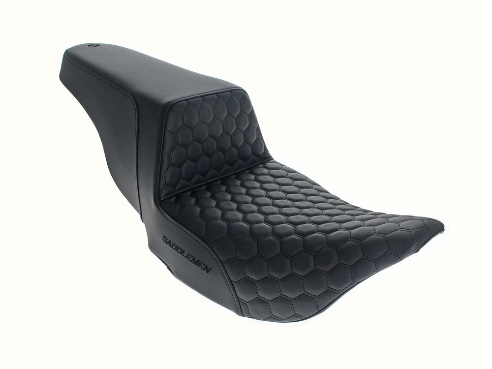 Step-Up HC Dual Seat with Black Honeycomb Stitch. Fits Most Touring 2008-2024 - Saddlemen Seats