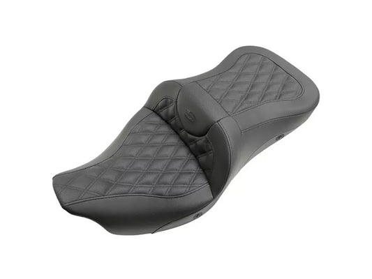 Heated, Extended Reach Roadsofa LS Dual Seat With Black Double Diamond Lattice Stitch. Fits Most Touring 2008-2024 - Saddlemen Seats