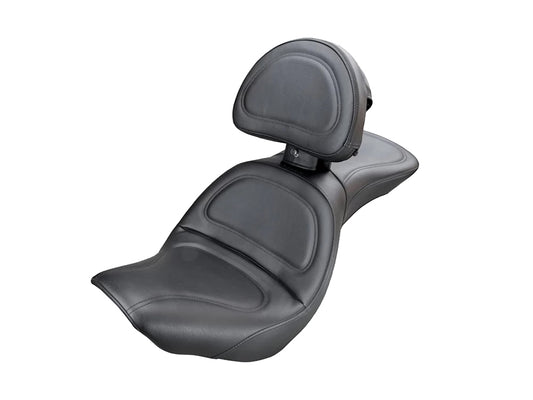 Explorer Dual Seat With Backrest. Fits Softail 2000-2007 with 130 or 150 OEM Rear Tyre. - Saddlemen Seats