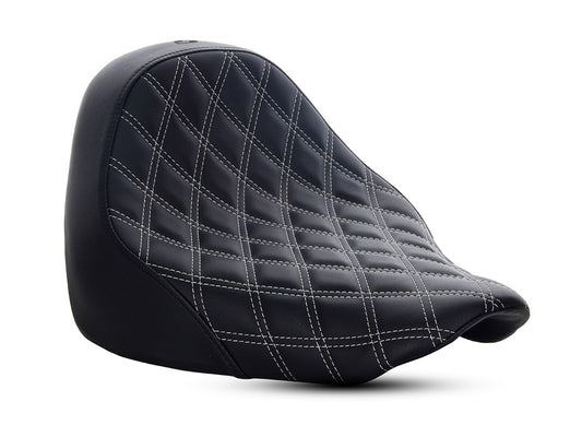 Renegade LS Solo Seat with Silver Double Diamond Lattice Stitch. Fits Fat Boy 2018up & Breakout 2023up - Saddlemen Seats