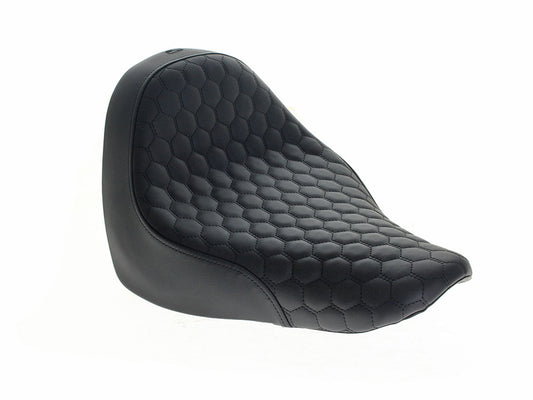 Renegade Solo Seat with Black Honeycomb Stitch. Fits Fat Boy 2018up & Breakout 2023up - Saddlemen Seats