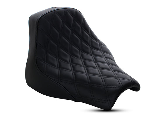 Renegade LS Solo Seat with Black Double Diamond Lattice Stitch. Fits Fat Bob 2018-2024 - Saddlemen Seats