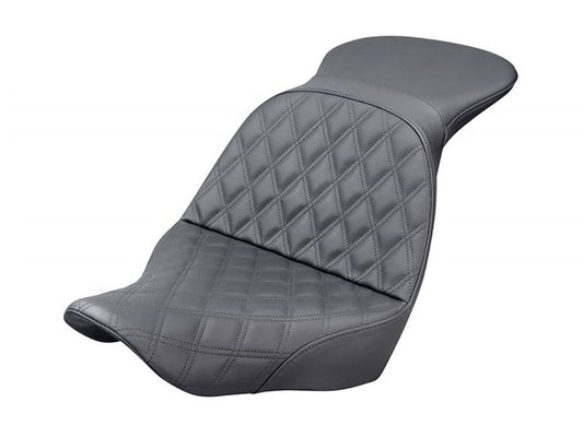 Explorer LS Dual Seat with Black Double Diamond Lattice Stitch. Fits Sport Glide & Low Rider 2018up, Low Rider S 2020up & Low Rider ST 2022up. - Saddlemen Seats