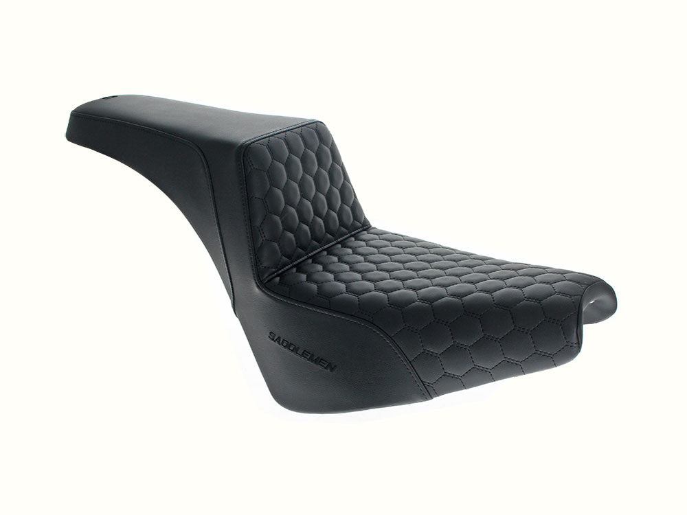 Step-Up HC Dual Seat with Black Honeycomb Stitch. Fits Sport Glide & Low Rider 2018up, Low Rider S 2020up & Low Rider ST 2022up - Saddlemen Seats