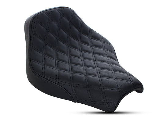 Renegade LS Solo Seat with Black Double Diamond Lattice Stitch. Fits Softail Street Bob 2018up & Standard 2020up. - Saddlemen Seats