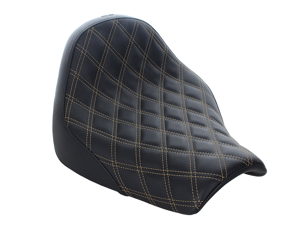 Renegade LS Solo Seat with Gold Double Diamond Lattice Stitch. Fits Breakout 2018-2022 - Saddlemen Seats