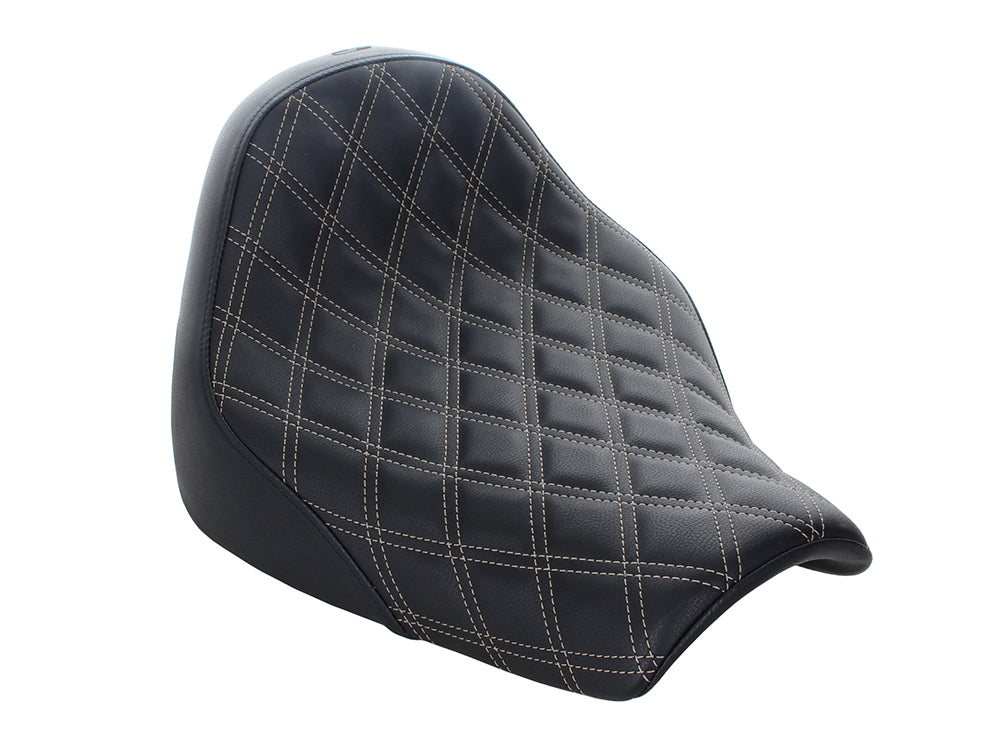 Renegade LS Solo Seat with White Double Diamond Lattice Stitch. Fits Breakout 2018-2022 - Saddlemen Seats