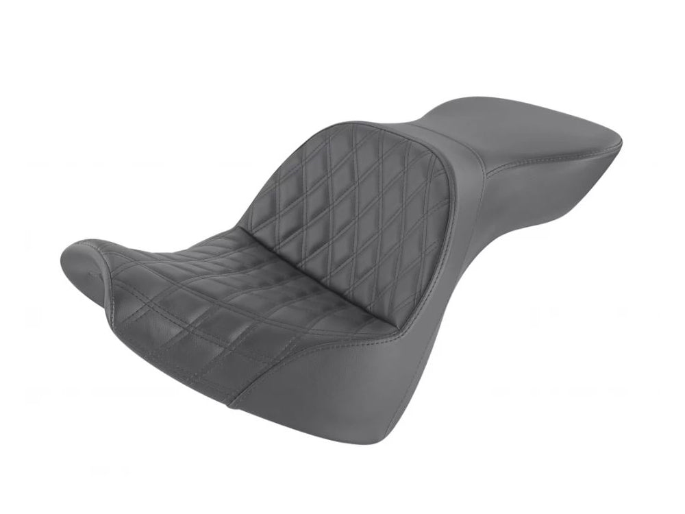 Explorer LS Dual Seat with Black Double Diamond Lattice Stitch. Fits Breakout 2018-2022 - Saddlemen Seats