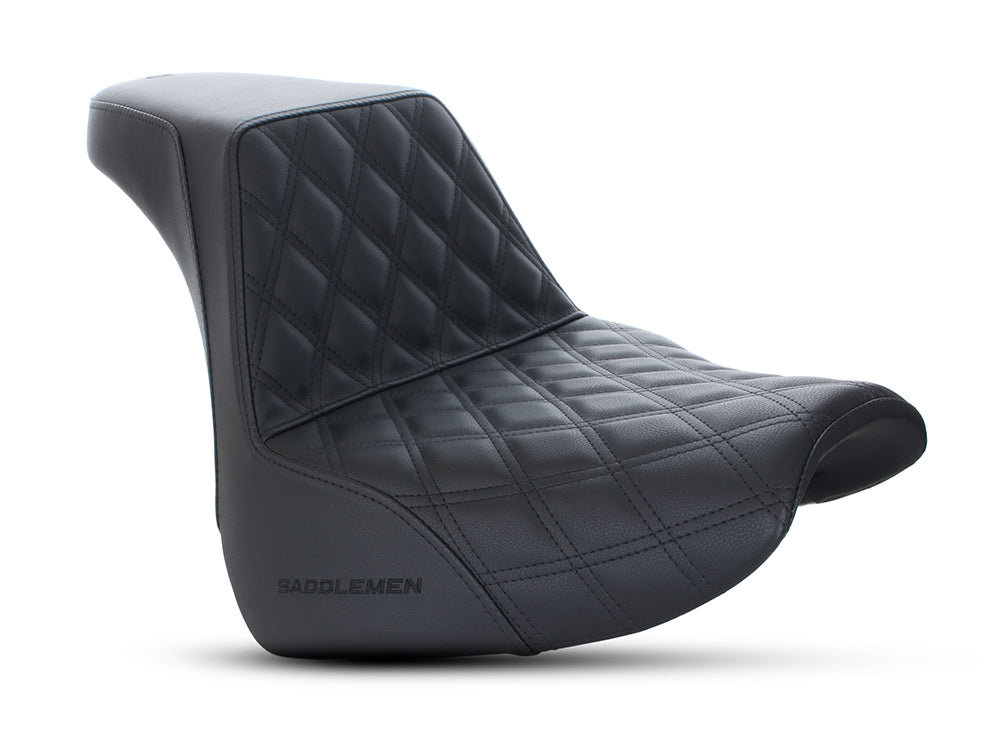 Step-Up Front LS Dual Seat with Black Double Diamond Lattice Stitch. Fits Breakout 2018-2022 - Saddlemen Seats