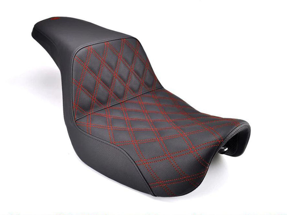 Step-Up Front LS Dual Seat with Red Double Diamond Lattice Stitch. Fits Breakout 2018-2022 - Saddlemen Seats