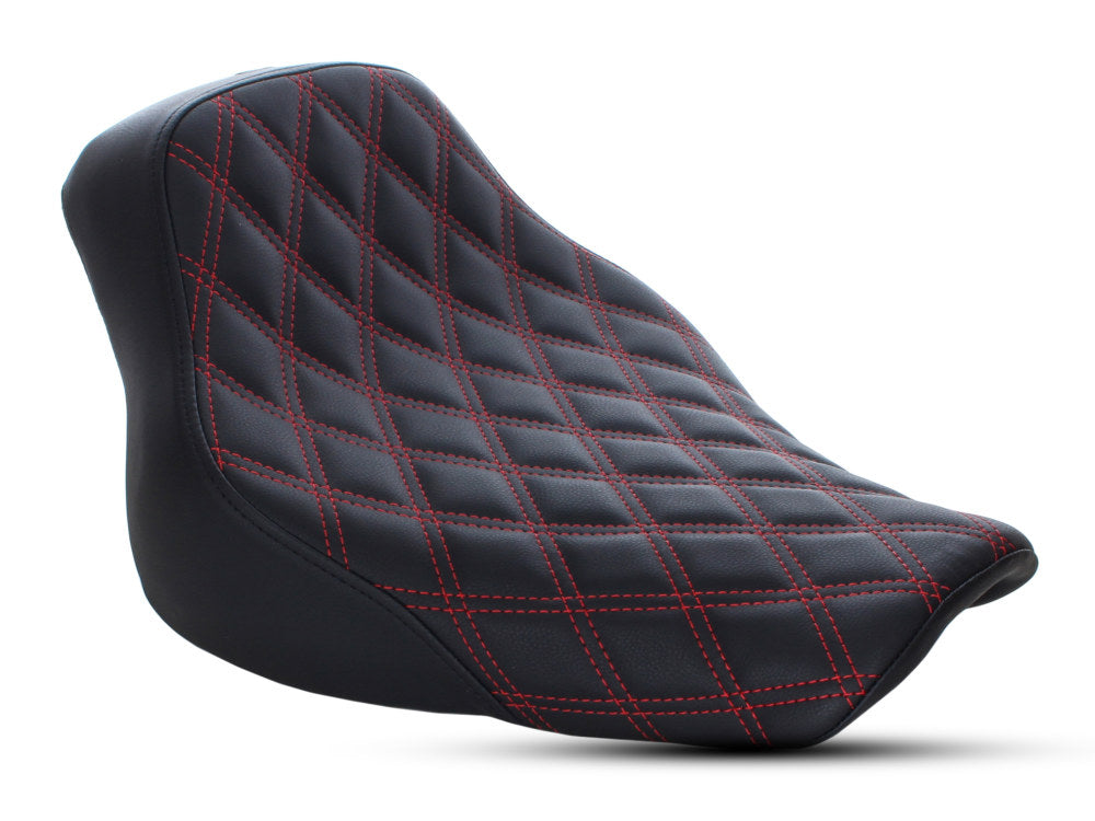 Renegade LS Solo Seat with Red Double Diamond Lattice Stitch. Fits Softail Deluxe 2018-2020 & Heritage Classic 2018up - Saddlemen Seats