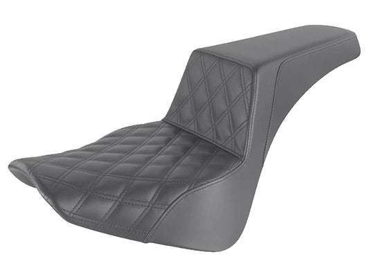 Step-Up LS Dual Seat with Black Double Diamond Lattice Stitch. Fits Softail Deluxe 2018-2020, Slim 2018-2021 & Heritage Classic 2018up - Saddlemen Seats