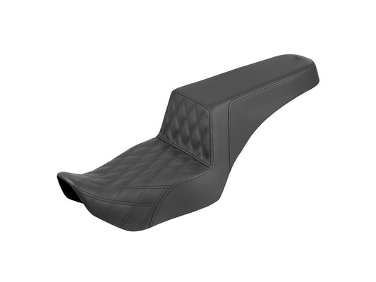 Step-Up LS Dual Seat with Black Double Diamond Lattice Stitch. Fits Nightster 975 2022up - Saddlemen Seats