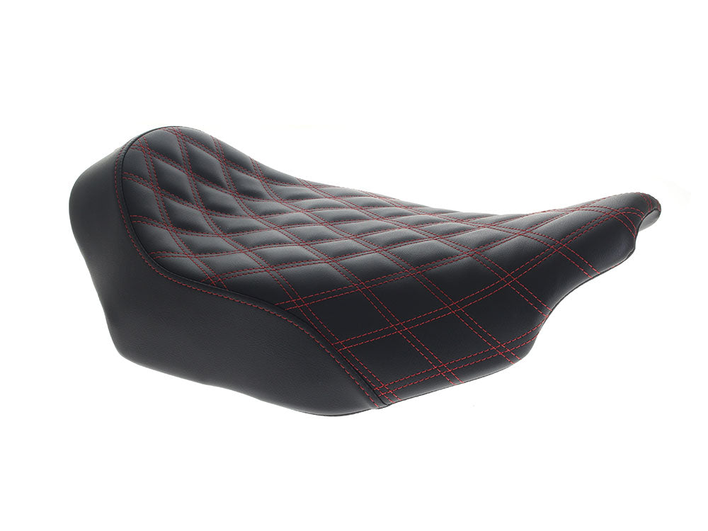 Renegade LS Solo Seat with Red Double Diamond Lattice Stitch. Fits CVO Touring 2023up, Street Glide & Road Glide 2024up, Touring 2025up - Saddlemen Seats