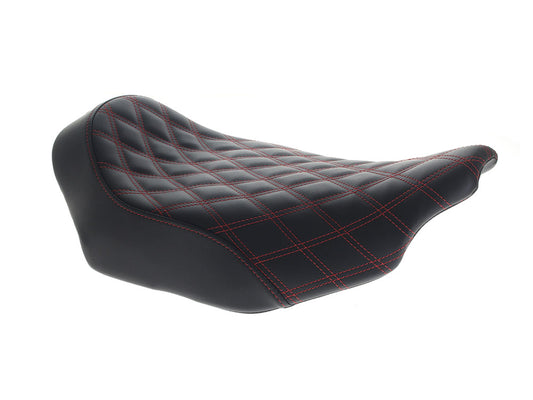 Renegade LS Solo Seat with Red Double Diamond Lattice Stitch. Fits CVO Touring 2023up, Street Glide & Road Glide 2024up, Touring 2025up - Saddlemen Seats