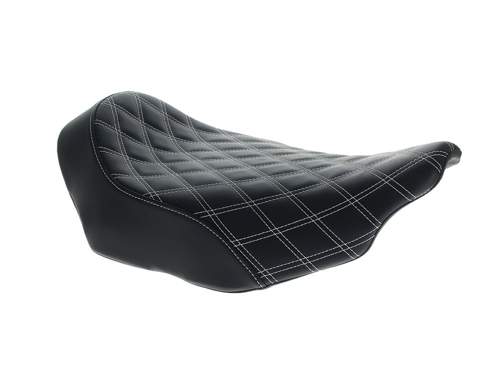 Renegade LS Solo Seat with White Double Diamond Lattice Stitch. Fits CVO Touring 2023up, Street Glide & Road Glide 2024up, Touring 2025up - Saddlemen Seats