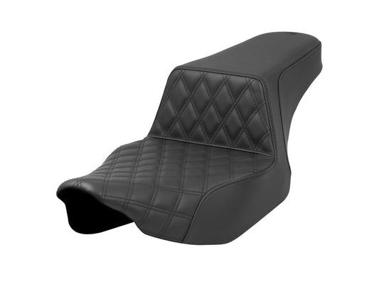 Step-Up LS Dual Seat with Black Double Diamond Lattice Stitch. Fits CVO Touring 2023up, Street Glide & Road Glide 2024up, Touring 2025up - Saddlemen Seats