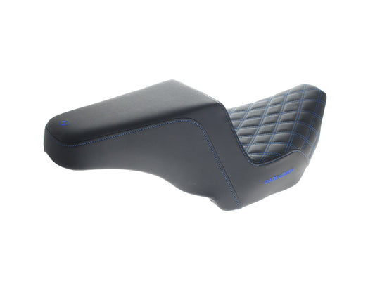 Step-Up LS Dual Seat with Blue Double Diamond Lattice Stitch. Fits CVO Touring 2023up, Street Glide & Road Glide 2024up, Touring 2025up - Saddlemen Seats