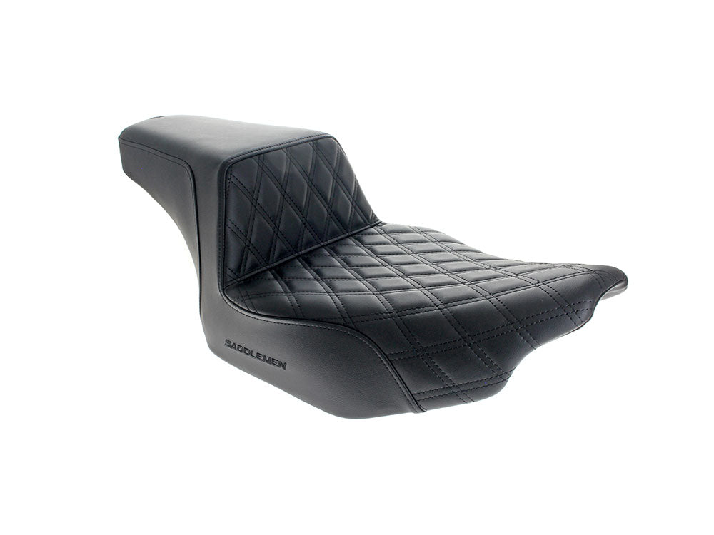 Extended Reach Step-Up LS Dual Seat with Black Double Diamond Lattice Stitch. Fits CVO Touring 2023up, Street Glide & Road Glide 2024up, Touring 2025up - Saddlemen Seats