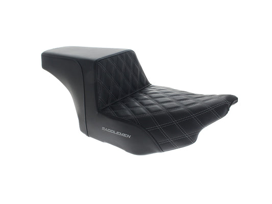 Step-Up LS Dual Seat with Grey Double Diamond Lattice Stitch. Fits CVO Touring 2023up, Street Glide & Road Glide 2024up, Touring 2025up - Saddlemen Seats