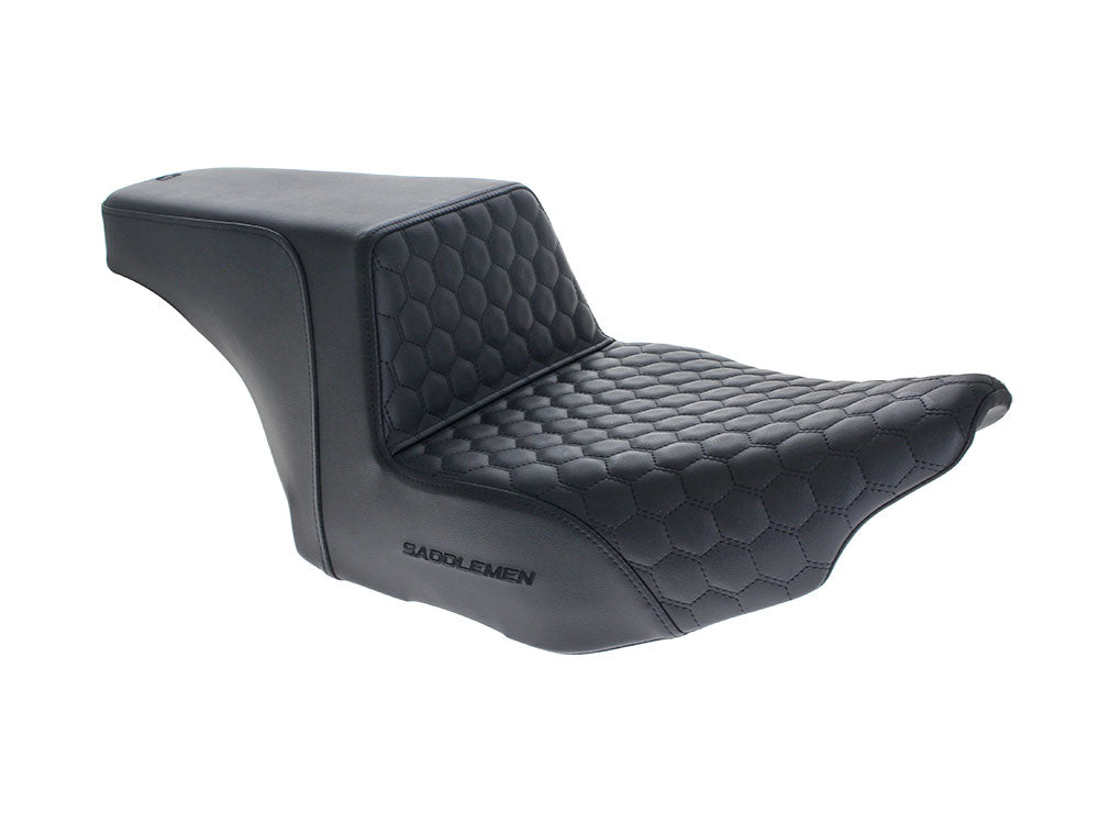 Step-Up HC Dual Seat with Black Honeycomb Stitch. Fits CVO Touring 2023up, Street Glide & Road Glide 2024up, Touring 2025up - Saddlemen Seats