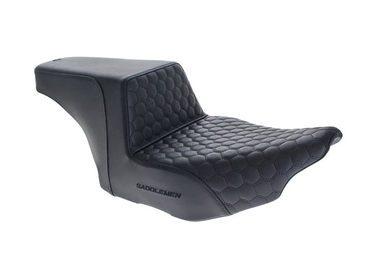 Step-Up HC Dual Seat with Black Honeycomb Stitch. Fits CVO Touring 2023up, Street Glide & Road Glide 2024up, Touring 2025up - Saddlemen Seats
