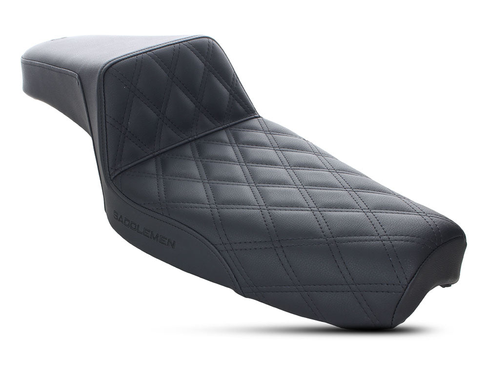 Step-Up LS Dual Seat with Black Double Diamond Lattice Stitch. Fits Sportster 1982-2003. - Saddlemen Seats