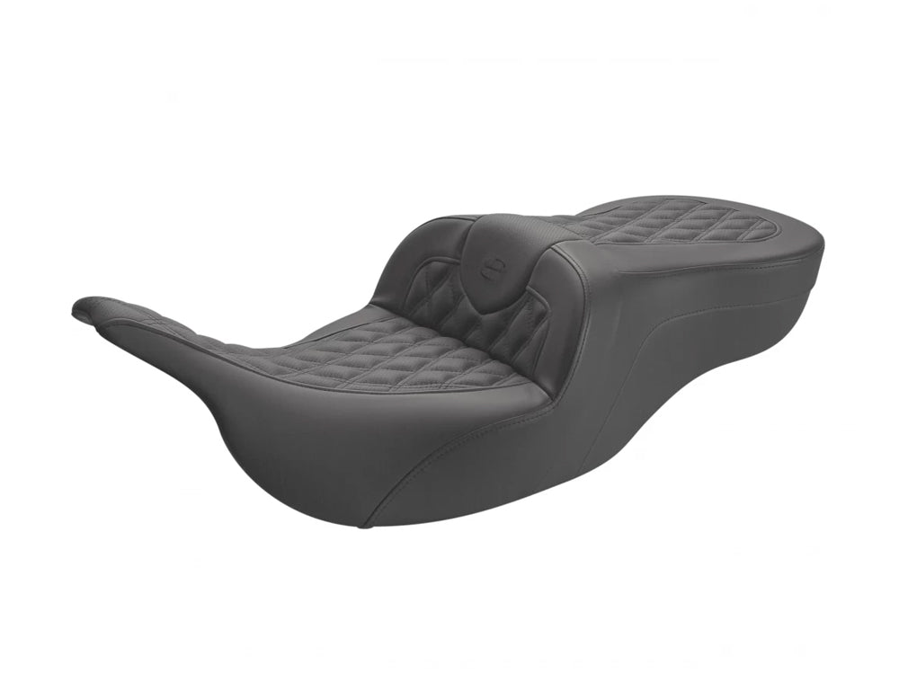 Roadsofa LS Dual Seat with Black Double Diamond Lattice Stitch. Fits Electra Glide & Ultra Classic 1997-2007. - Saddlemen Seats