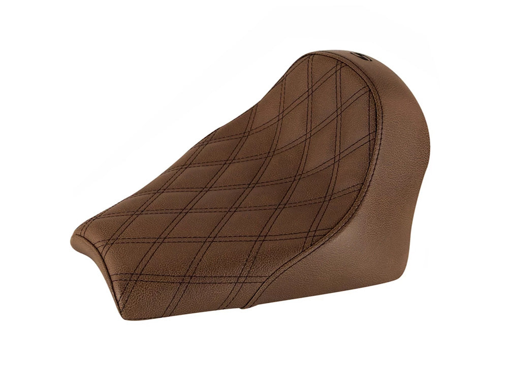 Brown Renegade LS Solo Seat with Black Double Diamond Lattice Stitch. Fits Scout Bobber 2018-2024 - Saddlemen Seats