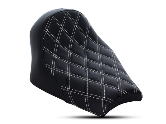 Renegade LS Solo Seat with White Double Diamond Lattice Stitch. Fits Scout Bobber 2018-2024 - Saddlemen Seats