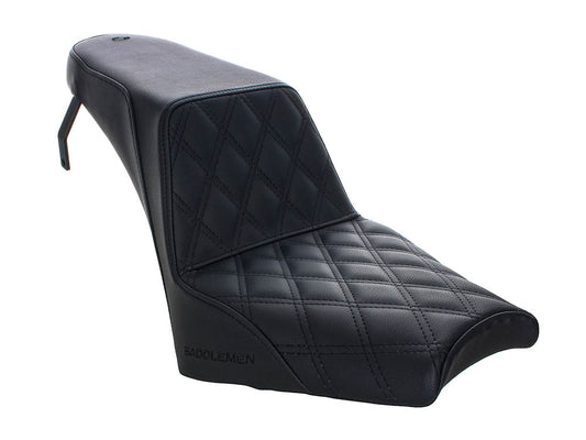 Step-Up LS Dual Seat with Black Double Diamond Lattice Stitch. Fits Scout Bobber 2018-2024 - Saddlemen Seats