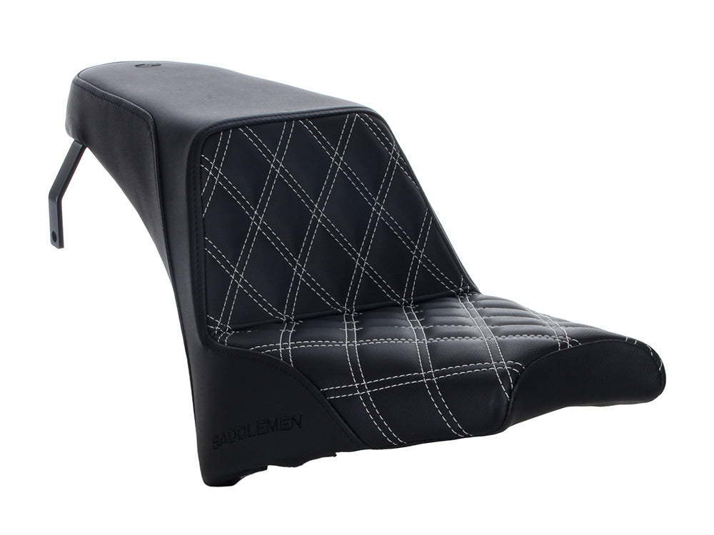 Step-Up LS Dual Seat with Silver Double Diamond Lattice Stitch. Fits Scout Bobber 2018-2024 - Saddlemen Seats