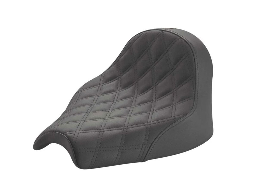 Renegade LS Solo Seat with Black Double Diamond Lattice Stitch. Fits Indian Cruiser 2022up - Saddlemen Seats