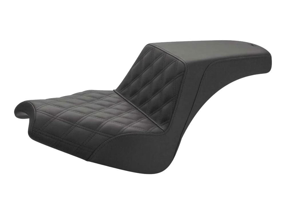 Step-Up LS Dual Seat with Black Double Diamond Lattice Stitch. Fits Indian Cruiser 2022up - Saddlemen Seats
