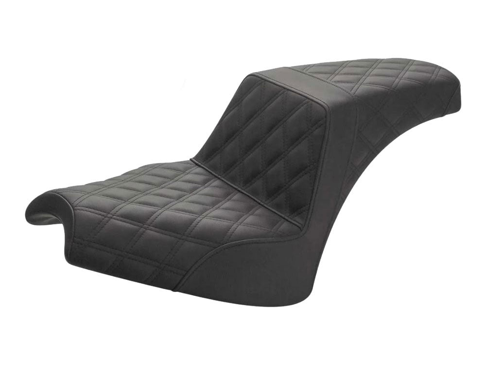 Step-Up Front & Rear LS Dual Seat with Black Double Diamond Lattice Stitch. Fits Indian Cruiser 2022up - Saddlemen Seats